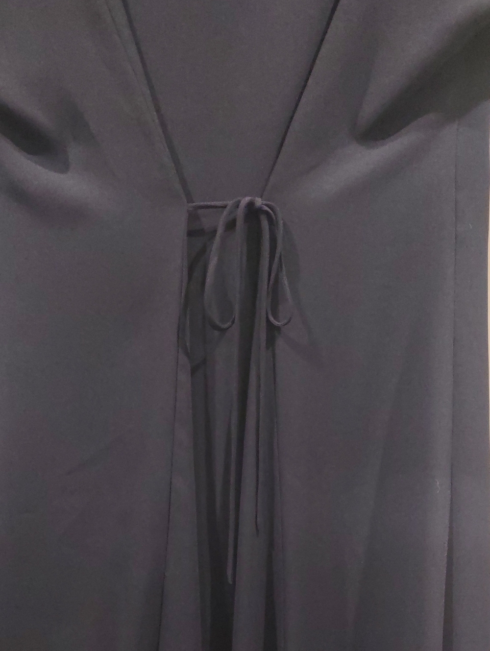 Chaus Navy button-down dress Short Sleeve tie in back Ruffle Summer Lightweight - Picture 15 of 16